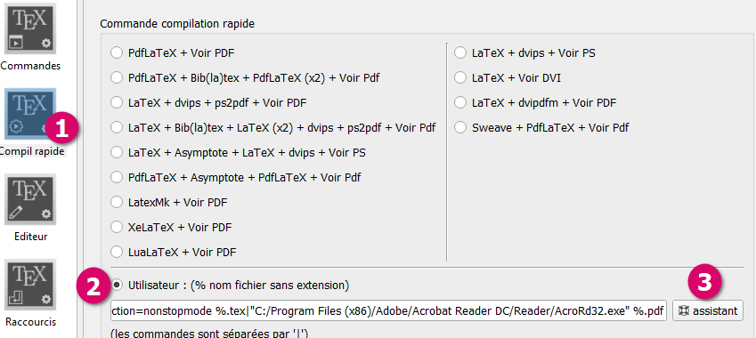 Assistant de configuration de compil rapide