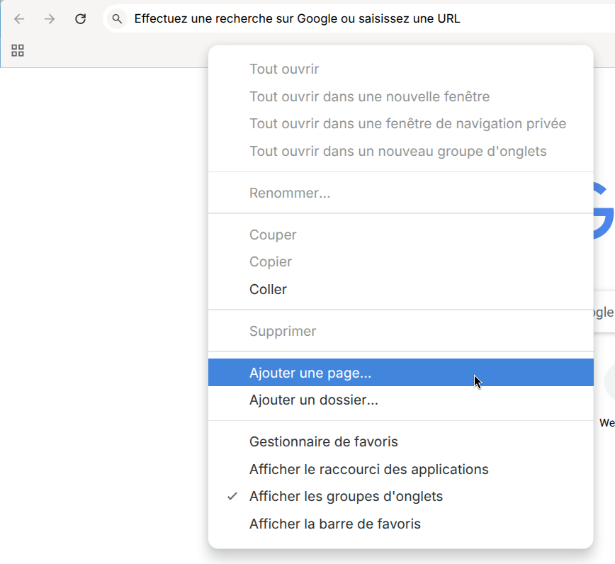 Ajouter un favori dans Chrome