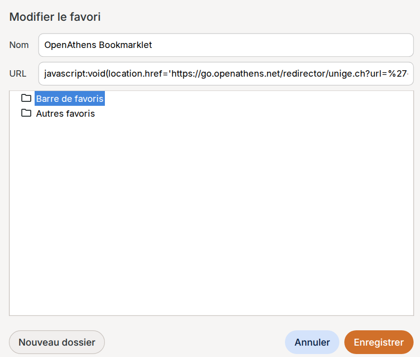 Configurer le bookmarklet dans Chrome