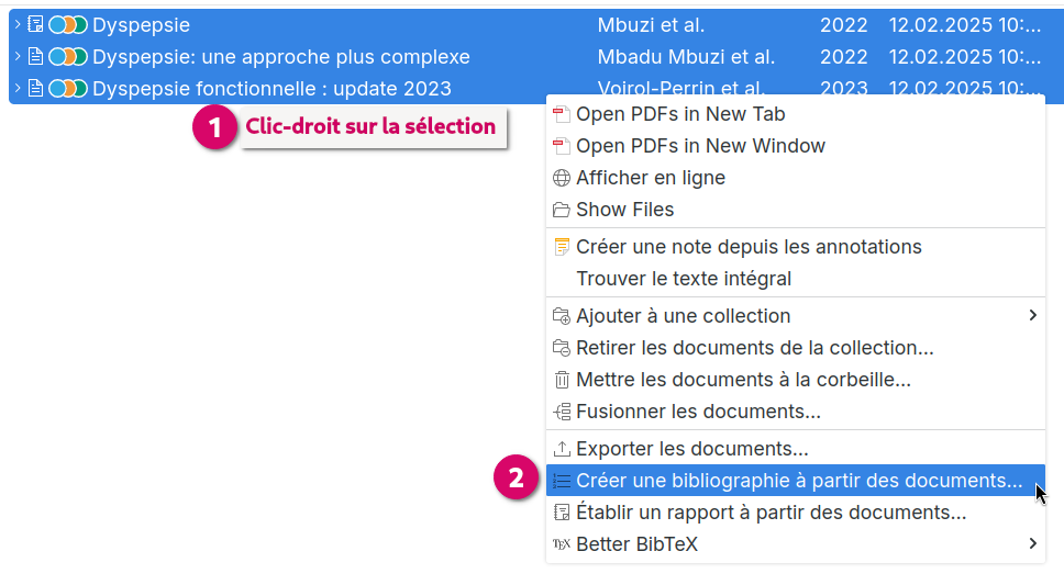 Créer une bibliographie à partir des documents
