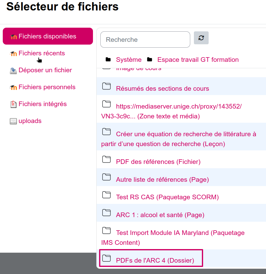 Sélection du dossier contenant les PDF